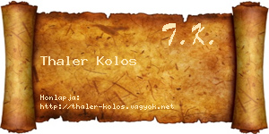 Thaler Kolos névjegykártya